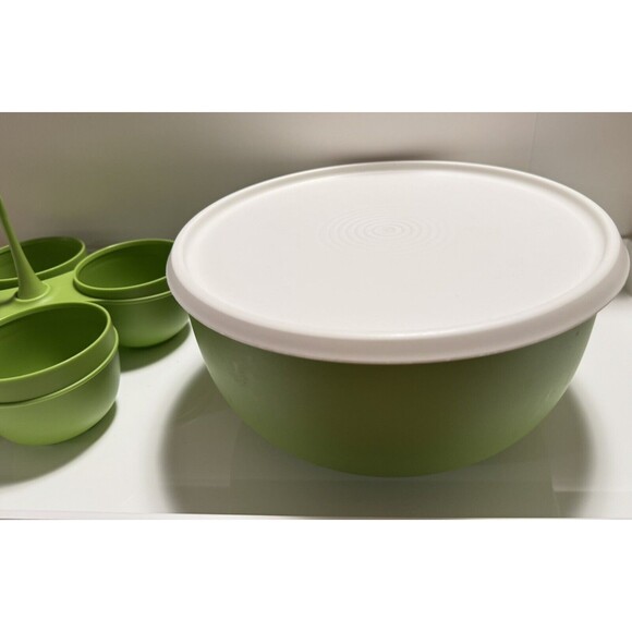 20 P Tupperware Blossom Essentials Serving Set Basil Green, White Lids. Dips, - Picture 12 of 12